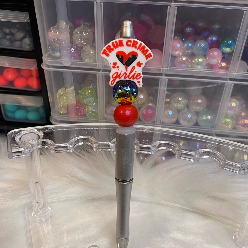 True Crime Girlie Pen with Red and Silver Accents